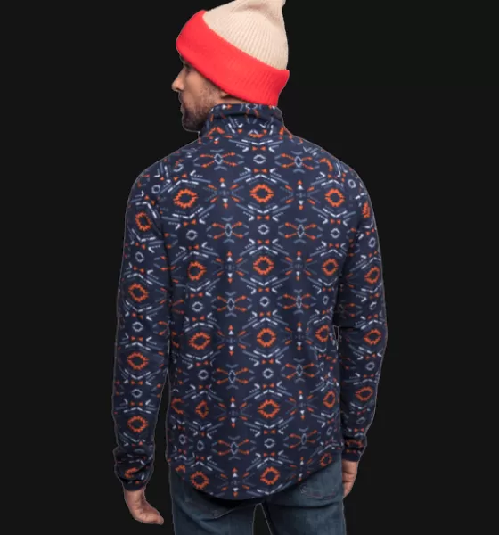 Everest Outdoor Tröjor & T-Shirts | Tröjor<M Zip Fleece Jacket NAVY RETRO PATTERN