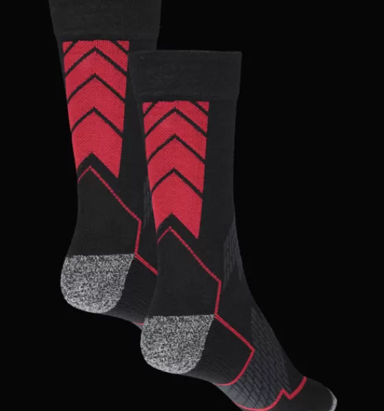 Everest Outdoor Skidstrumpor | Strumpor<U X-country Sock 2 Pack BLACK/RED